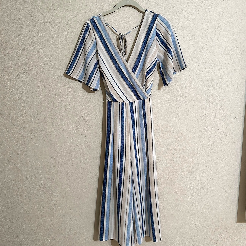 ROW A blue striped pants jumpsuit